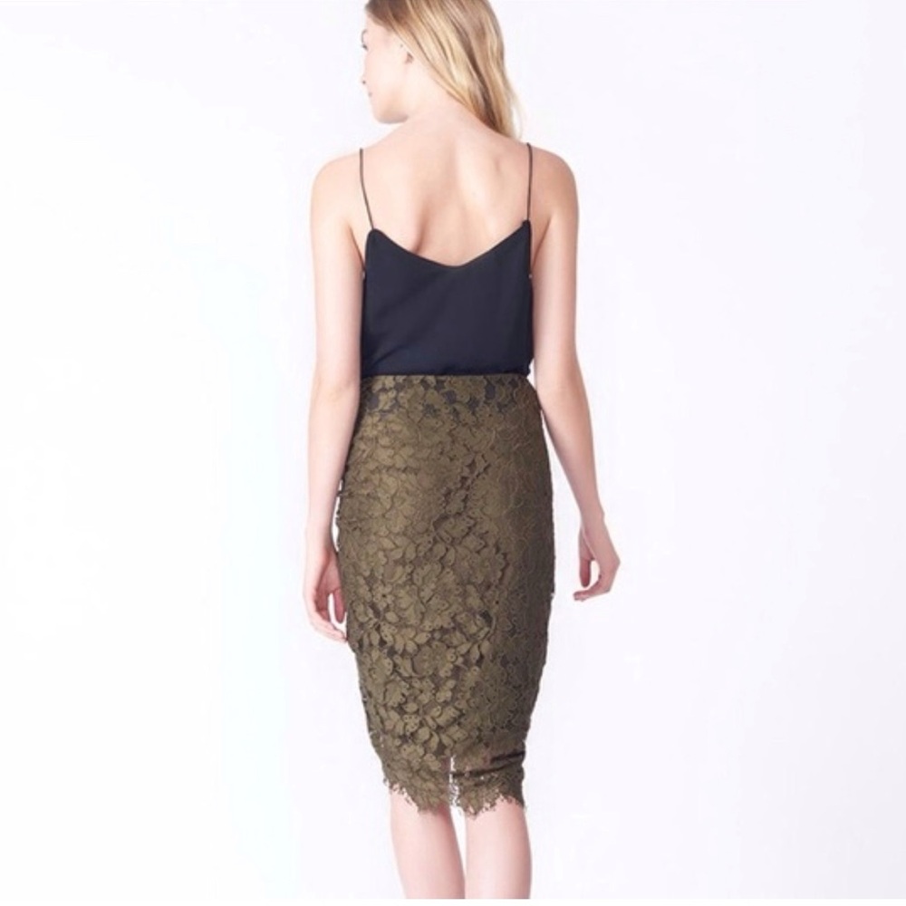 VERONICA BEARD ARMY GREEN LACE SIDE ZIP NOCHE SKIRT - Picture 11 of 11
